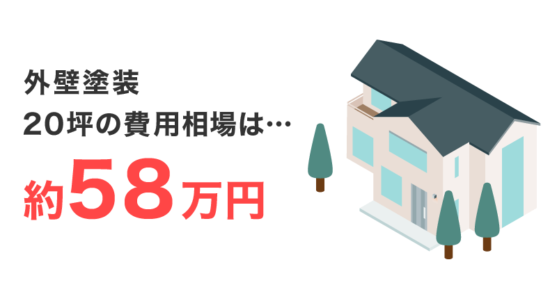 外壁塗装20坪の費用相場は約58万円