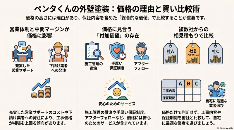 ペンタくんの外壁塗装は相場より高い？